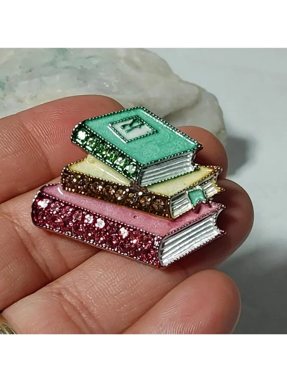 Stacked Books Enamel Pin With